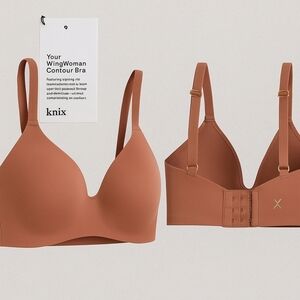 NWT KNIX WING WOMAN CONTOUR BRA SIZE 6 ROSE NUDE PLUNGE NECKLINE MOLDED FOAM CUP
